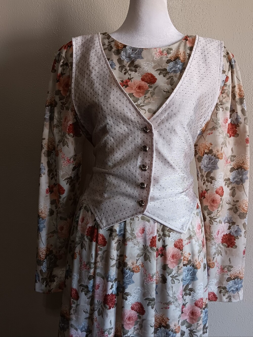 70s Handmade Floral Fairytale Dress, Approx. Sz M, Vintage Whimsical Fairycore - Picture 4 of 16